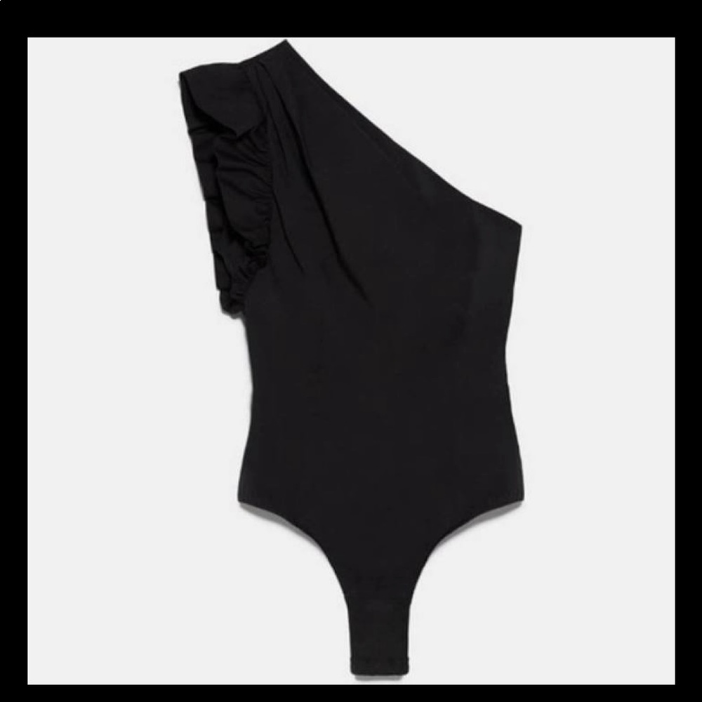 NWT Zara one shoulder ruffle bodysuit